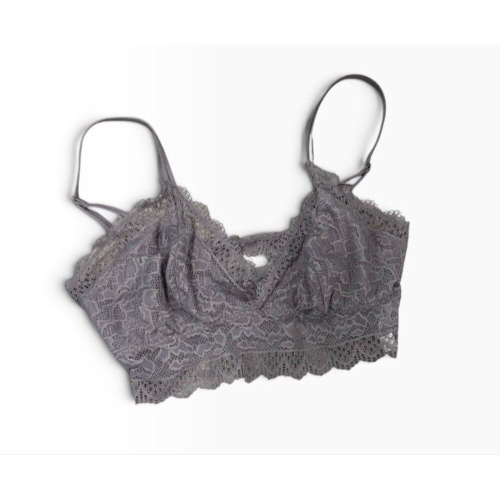 Soma Intimates Lingerie Lace Bralette Bra Gray Sz L